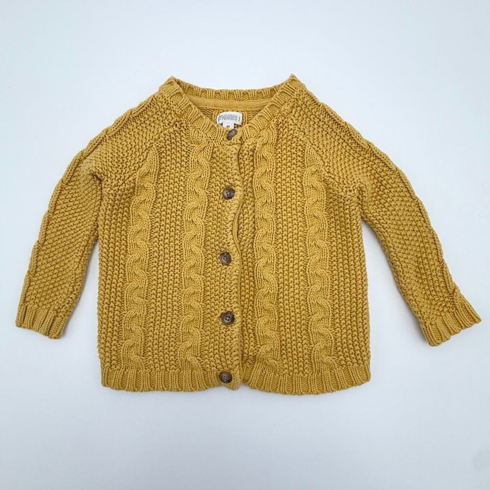 Gymboree Mustard Yellow Button Up Chunky Knit Cardigan Sweater - US Toddler Size